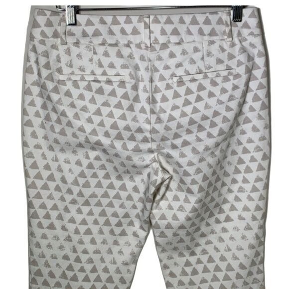 Loft Riviera Pants 6P Petite Cropped Cream Geometric Print Stretch - Picture 9 of 12